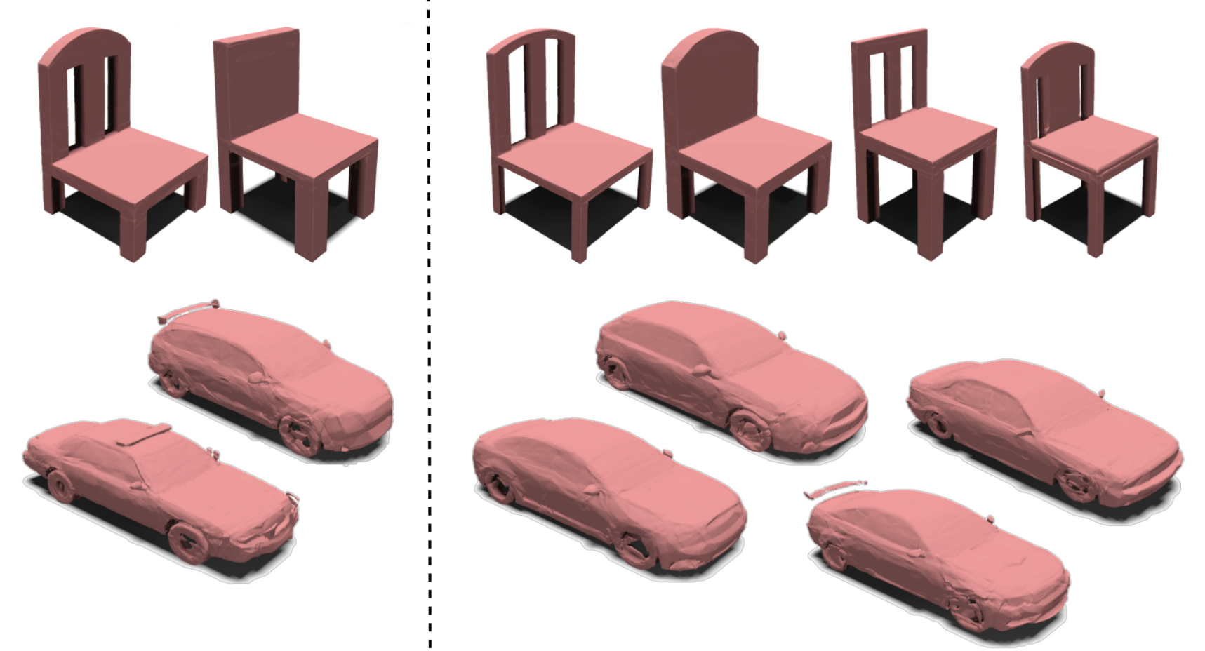 Generated Chair and Car examples using EQUIGEN